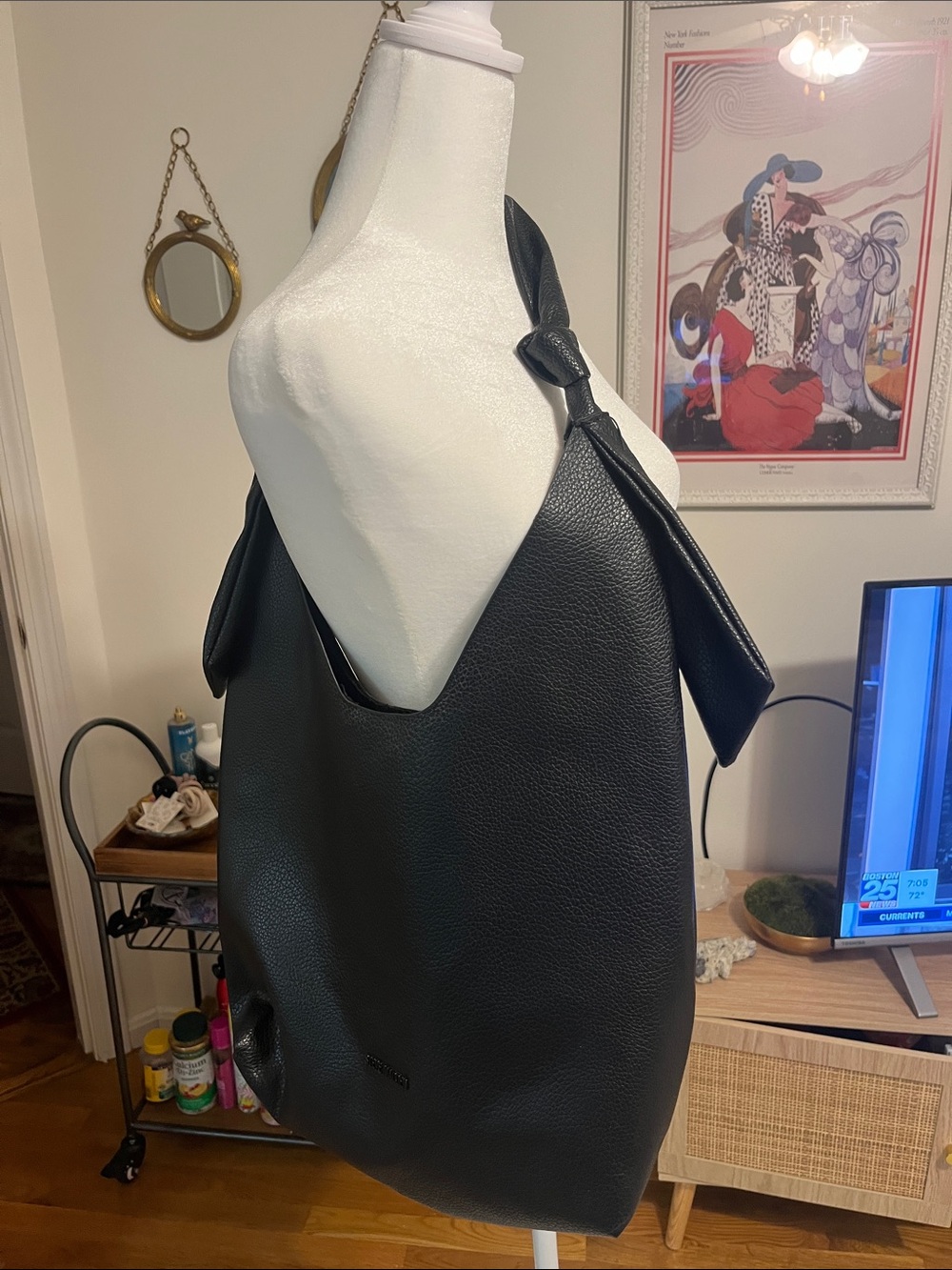Steve Madden Black Knotted Single-Shoulder Tote